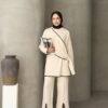 Strick-Tunik-Hosenanzug – Beige